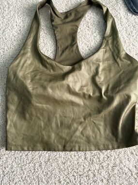 Fabletics Olive Green Racerback Crop Tank Top